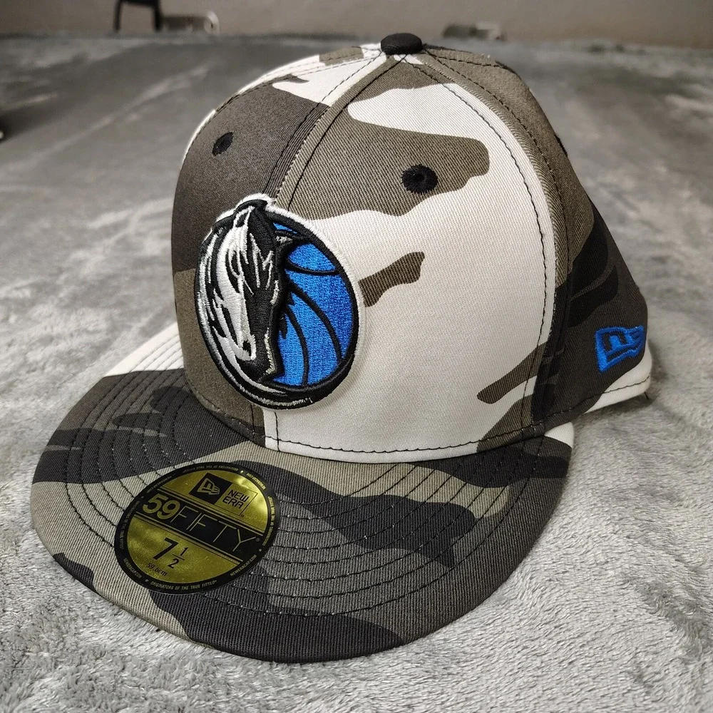 New Era Dallas Mavericks NBA Camouflage Camo 59Fifty 7 3/8 Fitted Hat‎ Cap - Picture 2 of 9